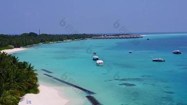 空中视图旅游海洋海岸海滩旅程透明的环礁湖白色沙子背景